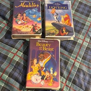 Disney Classic VHS Set:Aladdin, Lion King, Beauty & the Beast;vintage orig cases